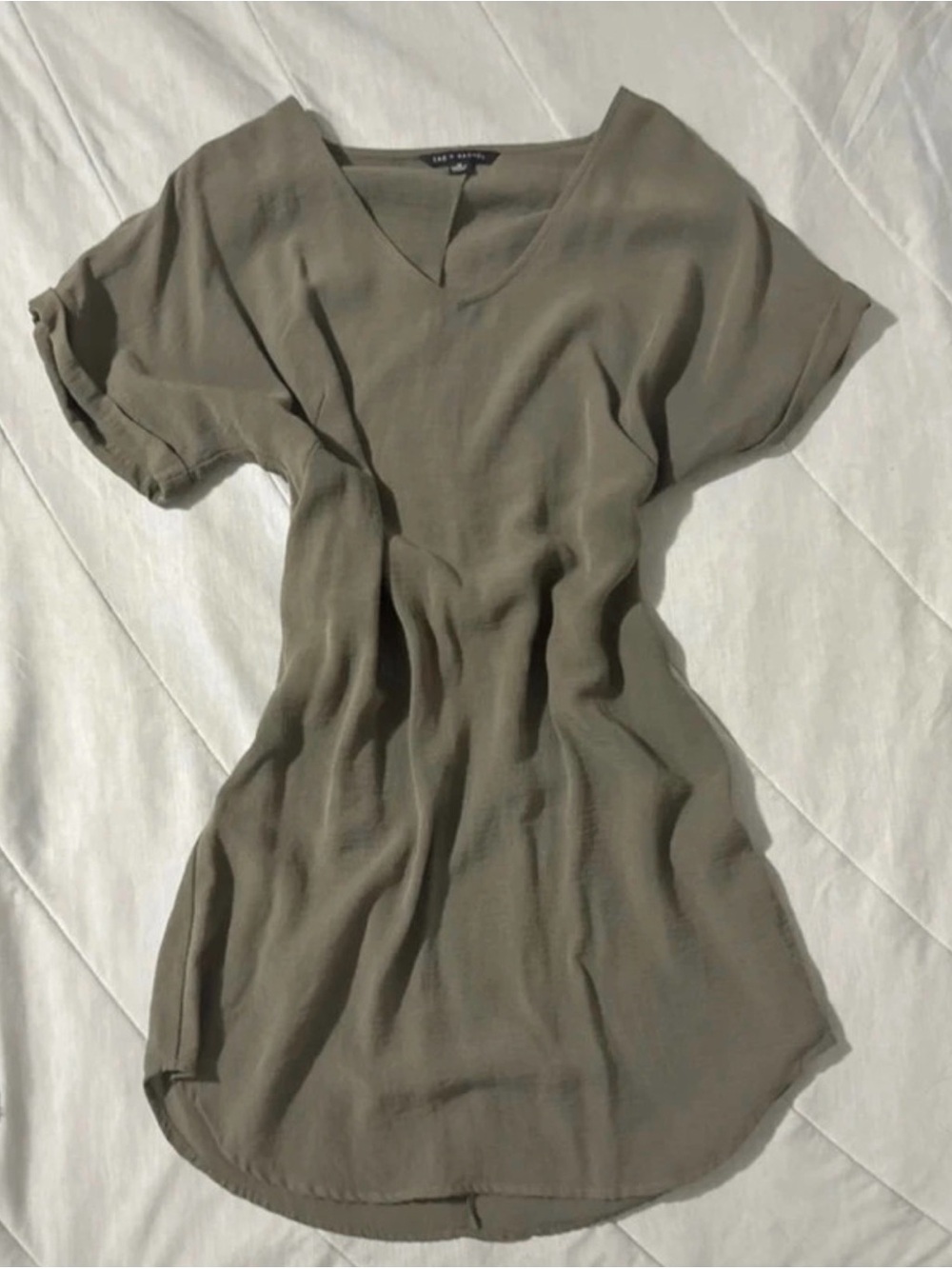 Zac & Rachel Olive V-Neck Short Sleeve Dress